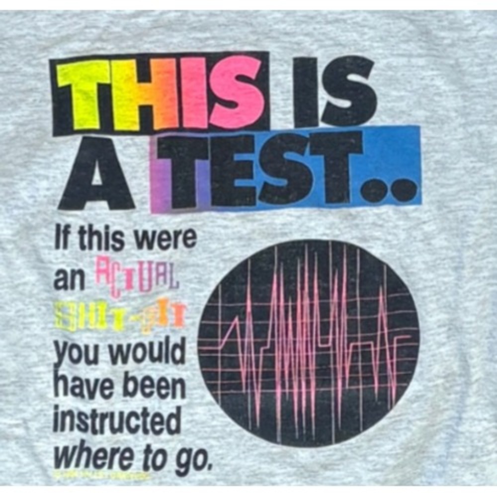 Vintage This Is A‎ Test Novelty Joke T-Shirt Large Single Stitch